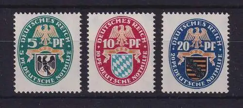 Dt. Reich 1925 Nothilfe Wappen Mi.-Nr. 375-377 Satz kpl. postfrisch ** 