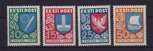 Estland 1940 Wohlfahrtsmarken Wappen Mi.-Nr. 152-55 postfrisch ** / MNH 