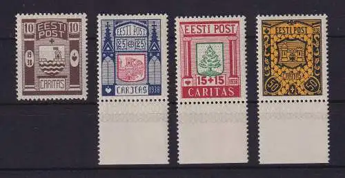 Estland 1938 Wohlfahrtsmarken Wappen Mi.-Nr. 131-134 postfrisch ** / MNH 