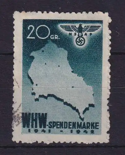 Generalgouvernement 1941/42 Spendenmarke Winterhilfswerk gestempelt