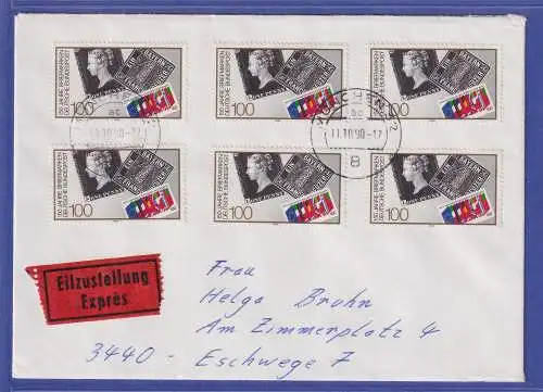 Bund 1990 Briefmarkenjubiläum Mi.-Nr. 1479 als MEF auf Eilbrief FDC O MÜNCHEN