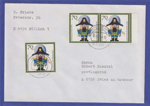 Bund 1990 Nussknacker Mi.-Nr. 1486 als MEF auf Brief O WILLICH