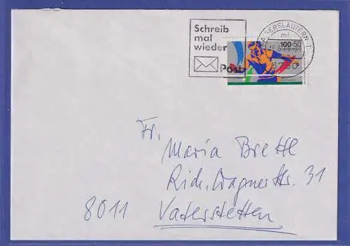 Bund 1989 Sporthilfe Mi.-Nr. 1408 als EF auf Brief O KAISERSLAUTERN