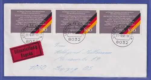 Bund 1990 Vertriebenen-Charta Mi.-Nr. 1470 als MEF auf Eilbrief FDC O LOCHHAM