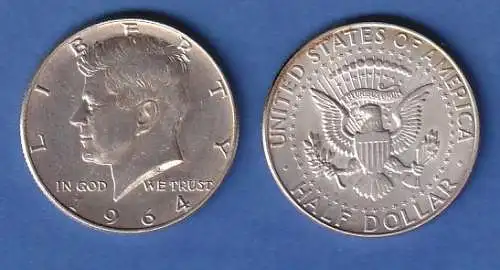 USA Kennedy 1/2 Dollar 1964, Erstausgabe, 12,5g 900er Silber ! 