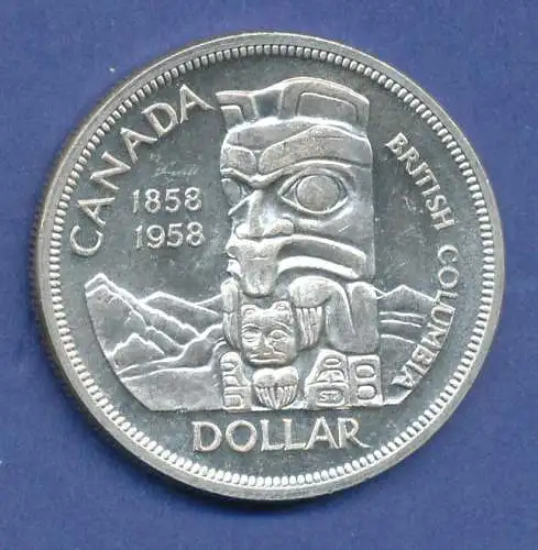 Kanada Silbermünze 1 Dollar 1958 Totempfahl  23,2g 800er Silber