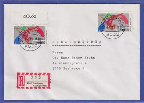 Bund 1989 Sporthilfe Mi.-Nr. 1409  2x als MEF auf R-Brief FDC O LOCHHAM