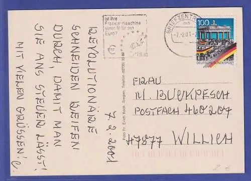 Bund 1990 Mauerfall Mi.-Nr. 1482 als EF auf AK O BRIEFZENTRUM 28 (?)