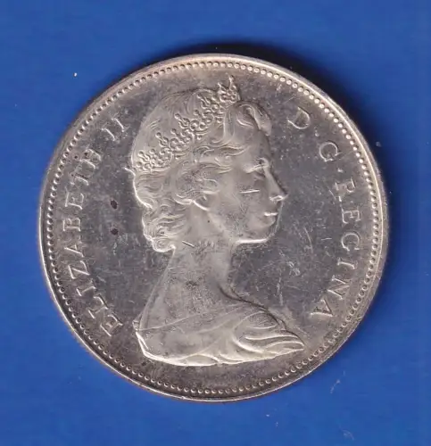 Kanada Silbermünze 1 Dollar Indianer im Kanu 1965 ss