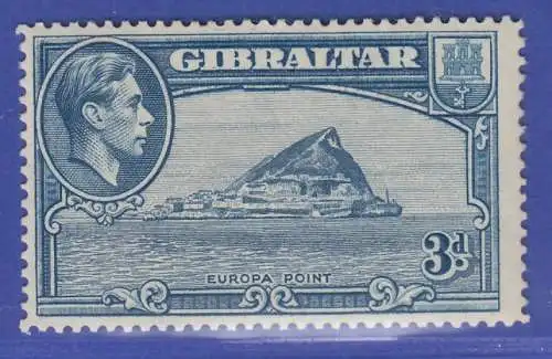 Gibraltar 1938 Georg V. Ansichten 3P hellblau gez L14  Mi-Nr. 111B  ** / MNH 