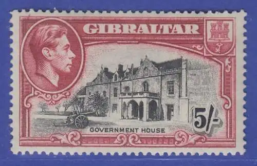 Gibraltar 1938 Georg V. Ansichten 5Sh  gez. L14  Mi-Nr. 115B  ** / MNH 