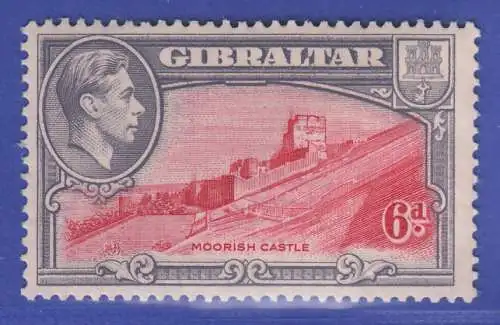 Gibraltar 1938 Georg V. Ansichten 6P grau/rosa gez K13,5  Mi-Nr. 112C ** / MNH 