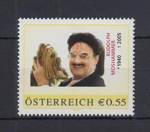 Österreich Briefmarke auf Privatbestellung Rudolf Moshammer mit Hund Daisy **