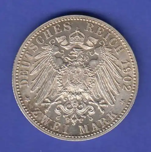 Baden 1902 Silber-Gedenkmünze 2 Mark 1902 Regierungs-Jubiläum Großherzog 