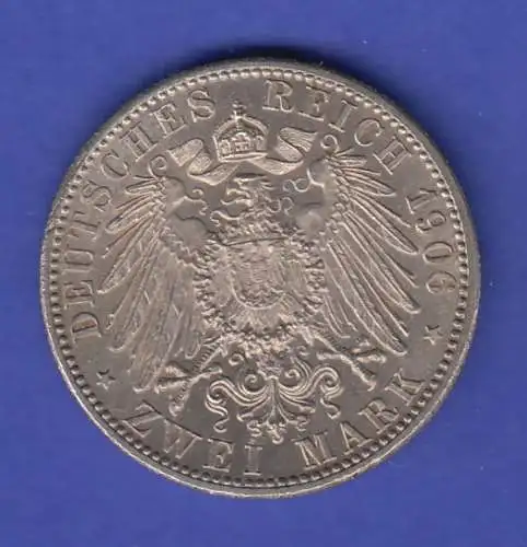 Baden 1906 Silber-Gedenkmünze 2 Mark 1906 Goldene Hochzeit Großherzog 