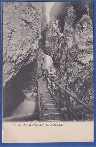 Alte AK Bayern In der Leutaschklamm bei Mittenwald , ungelaufen