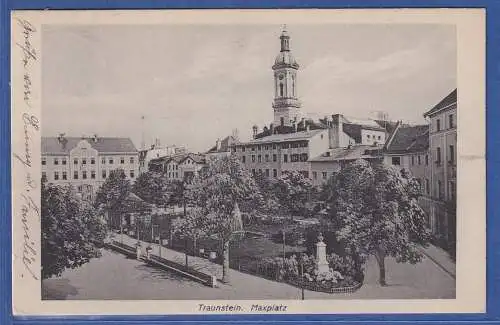 Alte AK Bayern Traunstein Maxplatz , gelaufen 1920