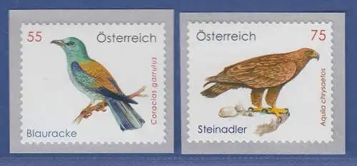 Österreich 2010 Sondermarke Tierschutz Blauracke Steinadler  Mi.-Nr. 2871-72