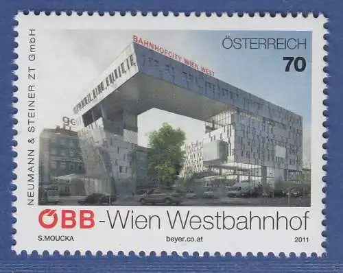 Österreich 2011 Sondermarke Wiedereröffnung des Westbahnhofs Wien  Mi.-Nr. 2968