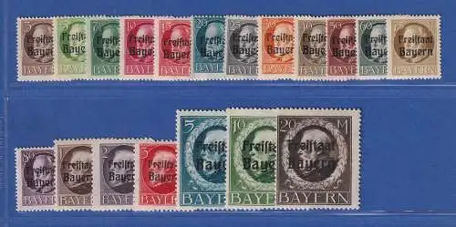 Bayern 1919 Ludwig III. Freistaat Mi.-Nr. 152-170 A Satz 19 Werte kpl. **