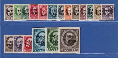 Bayern 1920 Ludwig III. Freistaat Mi.-Nr. 152-170 B Satz 19 Werte kpl. **