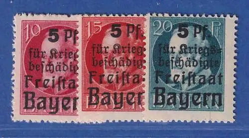 Bayern 1919 Ludwig III. Kriegsopfer-Hilfe Mi.-Nr. 171-173A Satz 3 Werte **