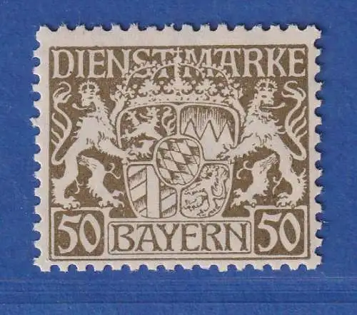 Bayern 1919 Dienstmarken Staatswappen 50Pfg ohne Aufdruck Mi.-Nr. 39 I ** 