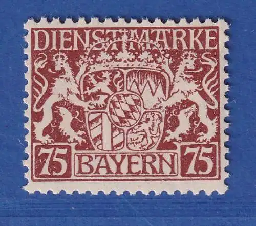 Bayern 1919 Dienstmarken Staatswappen 75Pfg ohne Aufdruck Mi.-Nr. 41 I ** 