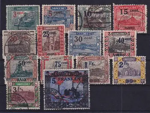 Saargebiet 1921 Landschaften Franc-Währung Mi.-Nr. 70-83 Satz kpl. gestempelt