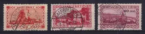 Saargebiet 1930/34 Freimarken Landschaften Mi.-Nr. 143, 160, 178 gestempelt