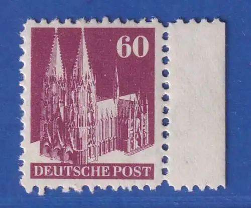 Bizone 1948 Bautenserie Kölner Dom 60 Pfg Mi.-Nr. 93XIB Seitenrandstück **