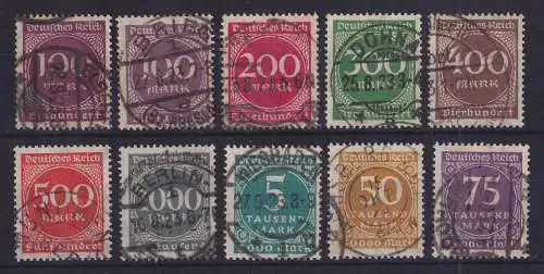 Dt. Reich 1923 Ziffern 10 Werte Mi.-Nr. 268-276 kpl. gestempelt