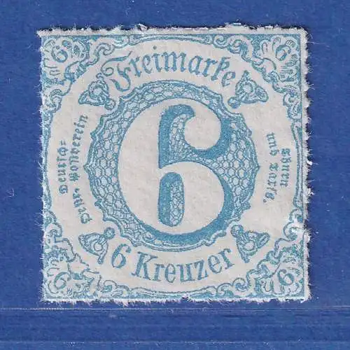 Thurn und Taxis 1865 Freimarke 6 Kr. blau Mi.-Nr 43 postfrisch ** 