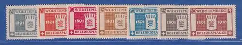 Württemberg 1916 Regentschafts-Jubiläum. Mi.-Nr. 123-129 Satz postfrisch ** 