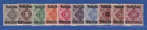 Württemberg 1919 Dienstmarken Ziffer in Raute Mi.-Nr. 134-43 Satz postfrisch ** 