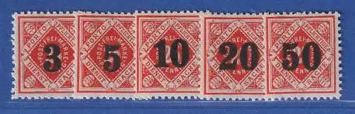 Württemberg 1923 Dienstmarken Ziffern in Raute Mi.-Nr. 184-188 Satz kpl. ** 