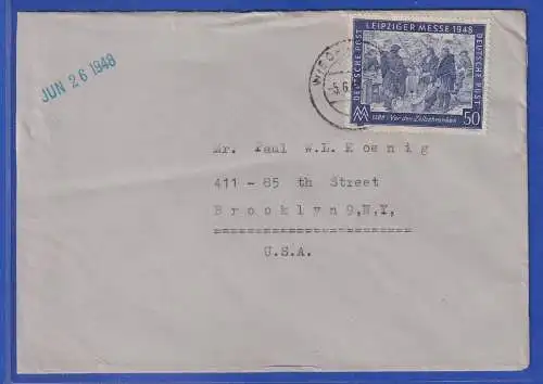 Allg. Besetzg. 1948 Auslandsbrief gel. von Wiedenbrück nach Brooklyn N.Y. USA