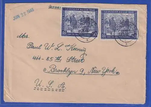 Allg. Besetzg. 1948 Auslandsbrief gel. von Köln-Nippes nach Brooklyn N.Y. USA