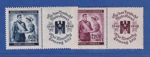 Böhmen und Mähren 1940 Rotes Kreuz mit Zierfeld rechts, Mi.-Nr. 53-54 Zf  ** 