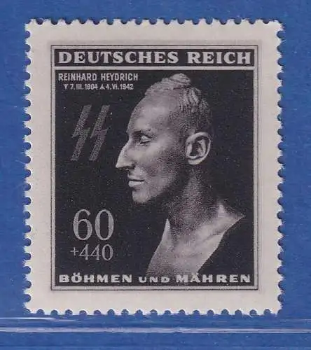 Böhmen und Mähren 1943 1. Todestag Reinhard Heydrich Mi.-Nr. 131  ** 