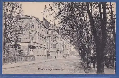 Alte AK Bayern Rosenheim, Rathausstraße, ungelaufen