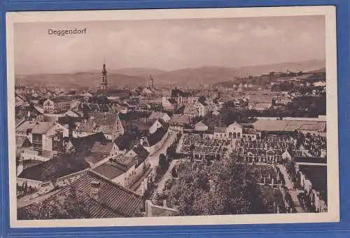 Alte AK Bayern Deggendorf Panorama von oben, ungelaufen