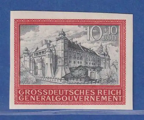 Generalgouvernement 1944 Burg von Krakau 10+10 ZL. Mi.-Nr. 125 UNGEZÄHNT ** 