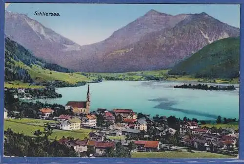 Alte AK Bayern  Schliersee Panorama farbig , gel. 1927.