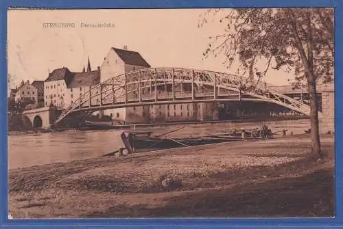 Alte AK Bayern  Straubing Donaubrücke gel. 1912