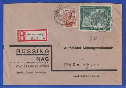 Allg. Besetzg. 1948 R-Brief gelaufen von Braunschweig nach Duisburg