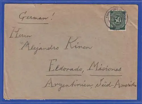 Allg. Besetzung 1948 Auslands-Brief gelaufen von Frankfurt/M. nach Argentinien