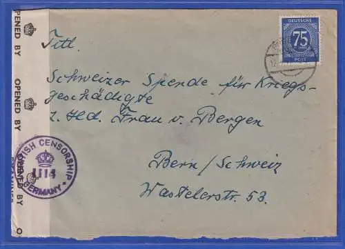 Allg. Besetzung 1947 Zensur-Auslands-Brief gelaufen von Preetz nach Bern (CH)