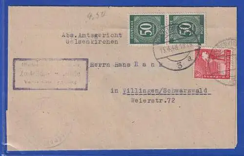 Allg. Besetzg. 1948 Zustellungsurkunde gel. von Gelsenkirchen nach Villingen