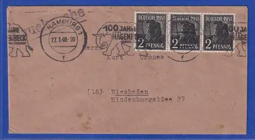 Allg. Besetzg. 1948 Drucksache gelaufen von Hamburg nach Wiesbaden